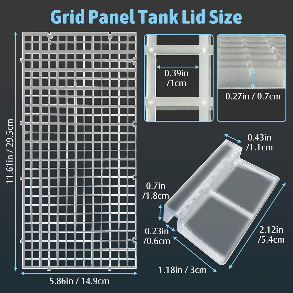 Hamiledyi Plastic Aquarium Divider with Clips Grid Panel Aquarium Lid Hood Fish Tank Divider Filter Bottom Isolation Pane Separator for Mixed Breeding(8 PCS,Transparent)