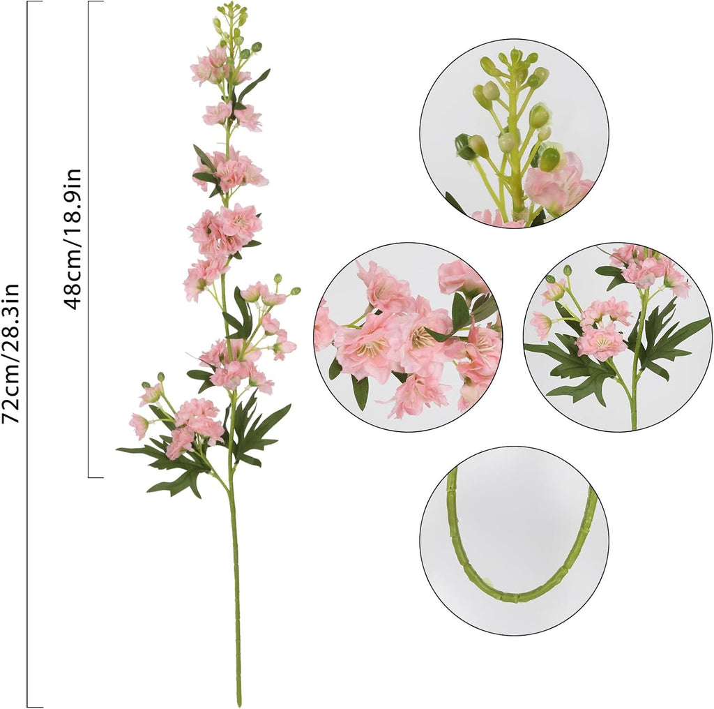 IPOPU Fake Pink Flowers 5PCS Delphinium Artificial Flowers Pink Silk Flowers Artificial Snapdragon Flowers for Wedding Bridal Party Home Table Mom Birthday Decor (Pink)