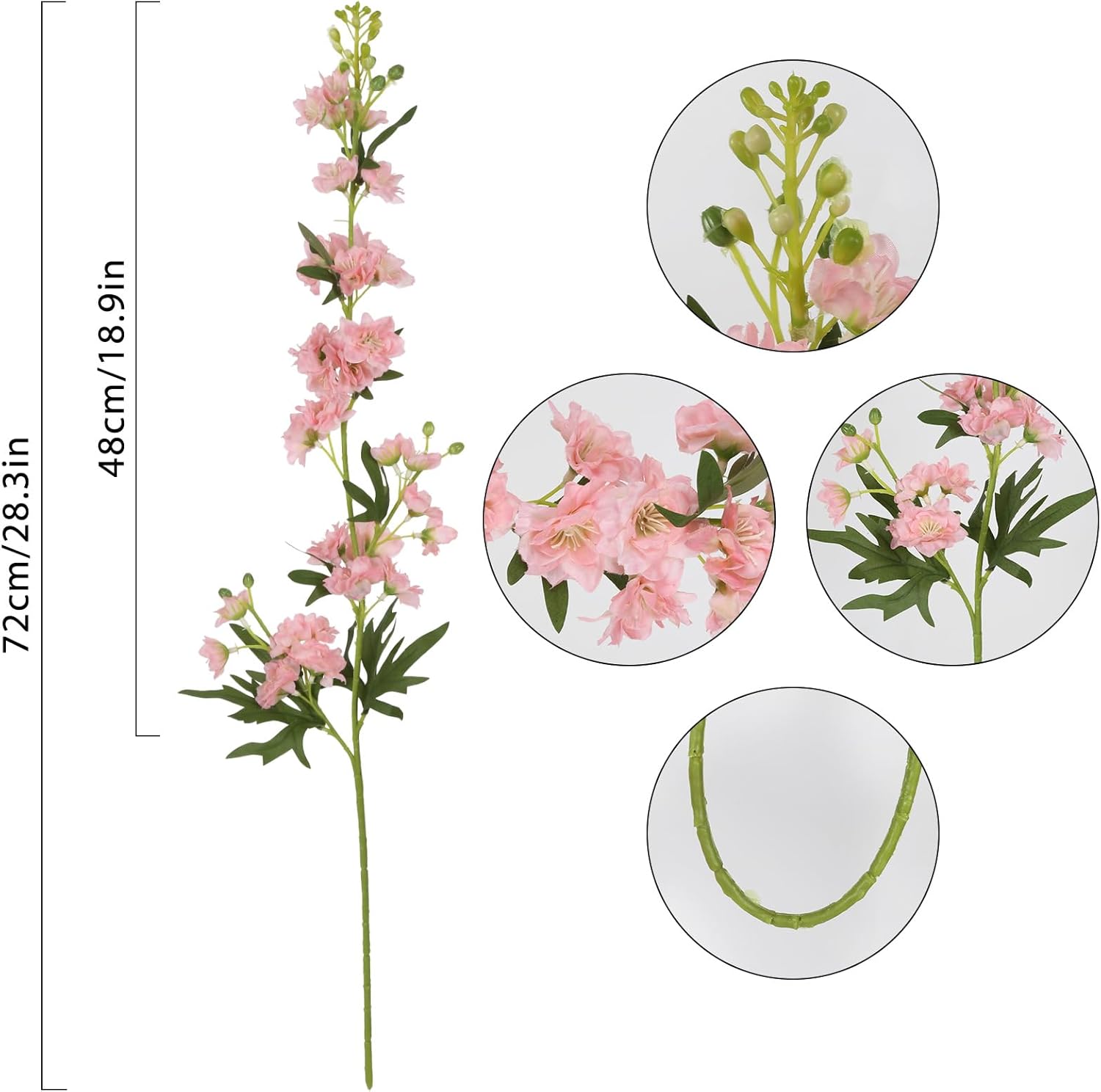 IPOPU Fake Pink Flowers 5PCS Delphinium Artificial Flowers Pink Silk Flowers Artificial Snapdragon Flowers for Wedding Bridal Party Home Table Mom Birthday Decor (Pink)