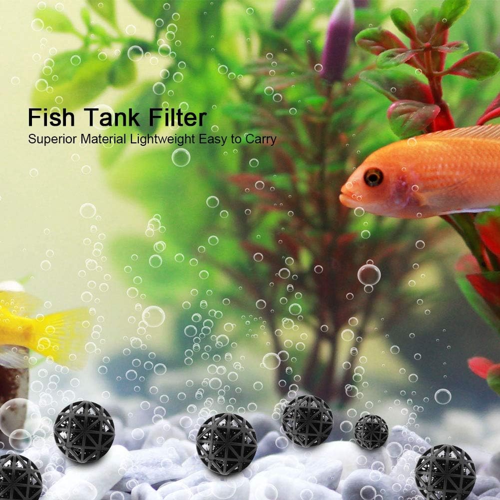 Bio Balls Filter Media, 50Pcs Porous Biochemical Aquarium Filter Balls for Biological Filtration Pond and Fish Aquarium with Sponge (56mm with Cotton)