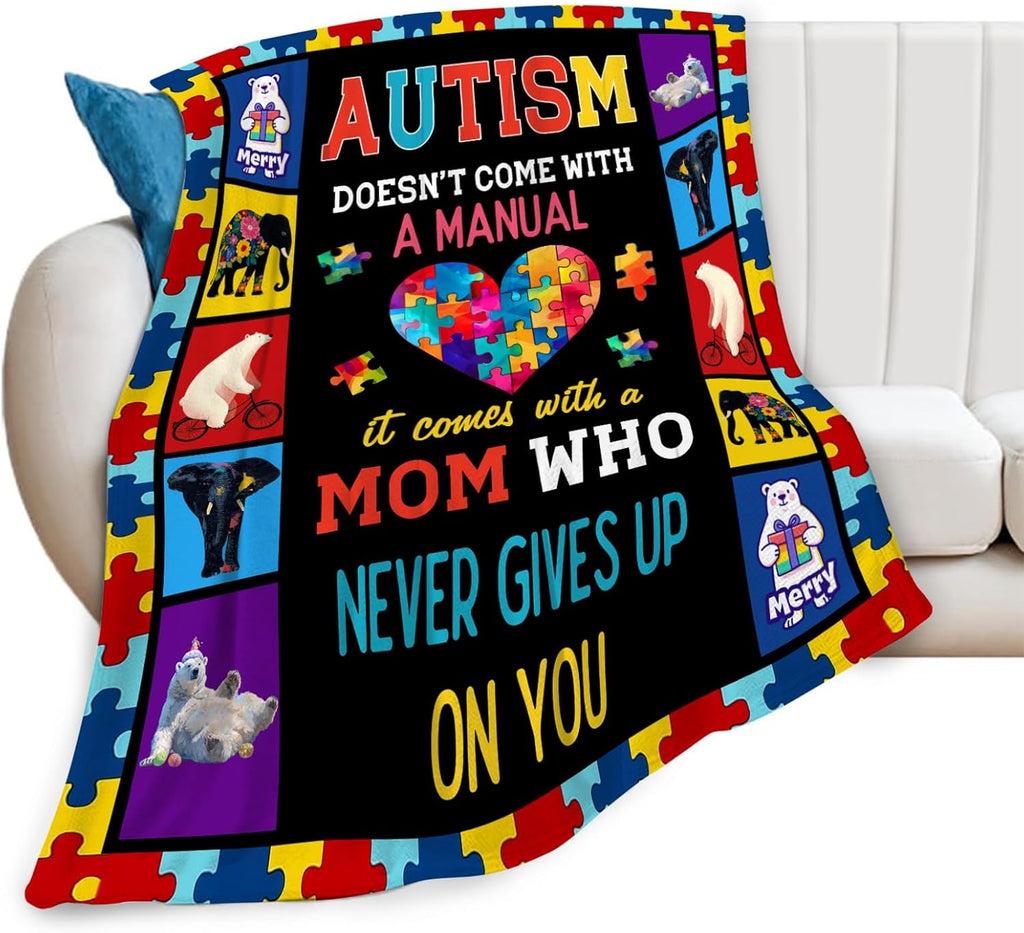 Autism Blanket Autism Awareness Throw Blankets Gifts for Girls Boys Kids Soft Cozy Fleece Plush for Couch Sofa Bed 80"x60"