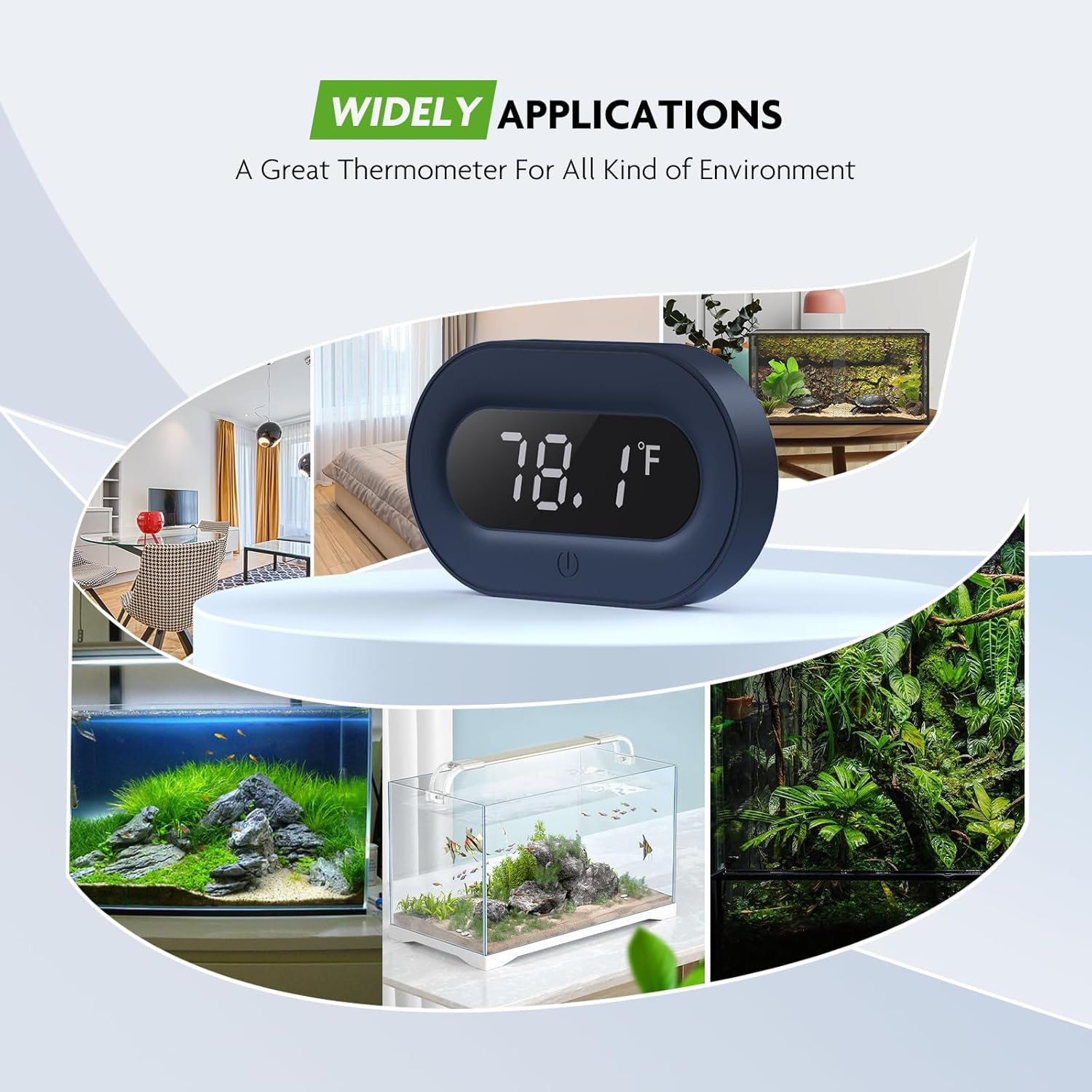 PAIZOO Fish Tank Thermometer, LED Digital Aquarium Thermometer Highly Accurate Temperature Measurement, Tank Thermometer for Freshwater and Saltwater, White Display ±0.9℉