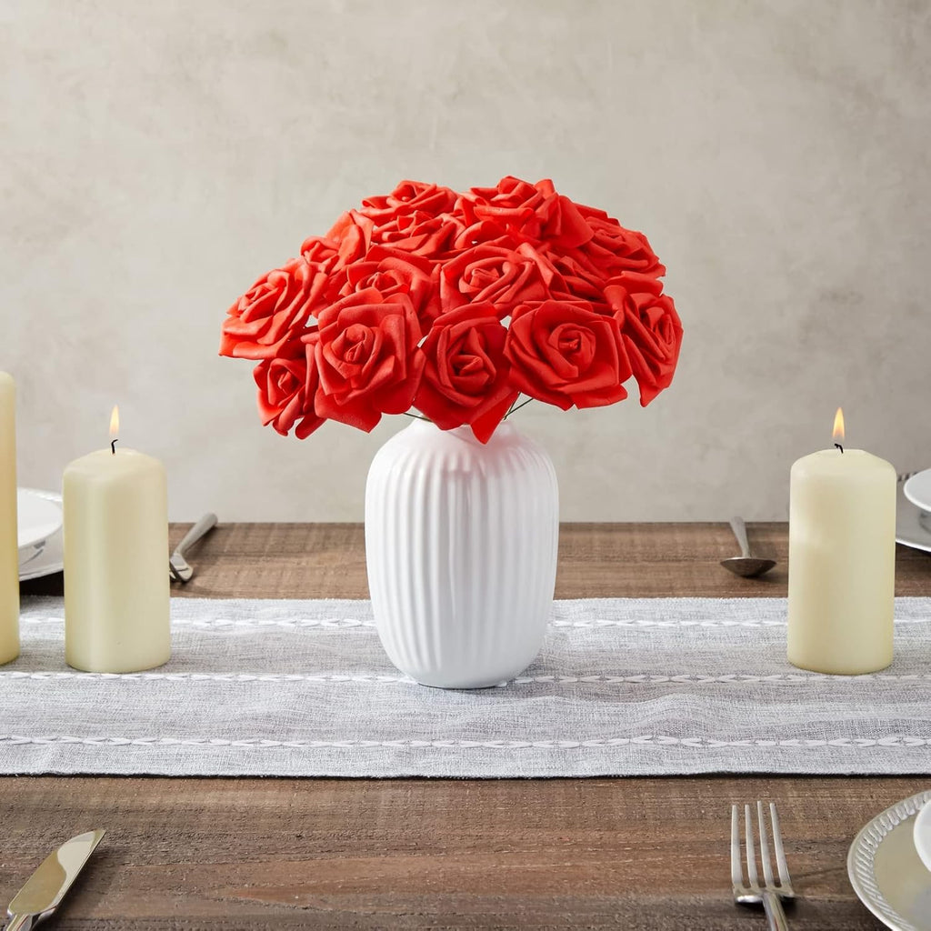 Juvale Artificial Carnations - Wedding Decor & Centerpiece Table Decorations - Artificial Flowers Bulk & Bridal Bouquet - Faux Flowers for Vase & Floral Decorations - 100 Pack, 3 in Dia, Red