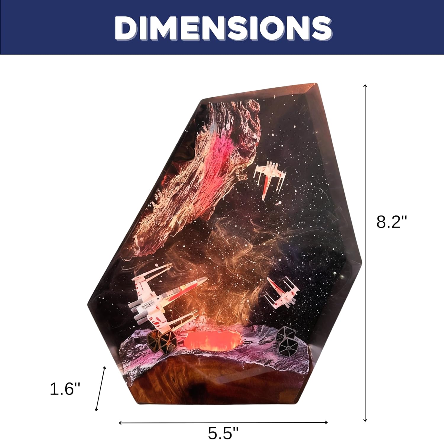 Galaxy Space Resin Lamp – Resin Art Night Light with 16 Color LED, USB Powered Desk Lamp with Wooden Base & Remote,Handmade Gift for Christmas, New Year