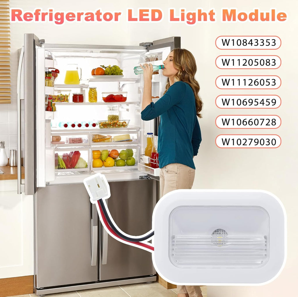 Refrigerator Parts W10695459 Refrigerator LED Light Module Assembly Compatible for Whirlpool Maytag,Refrigerator LED Light Board Replaces W10843353,W11126053, W10660728, W10279030, W11205083