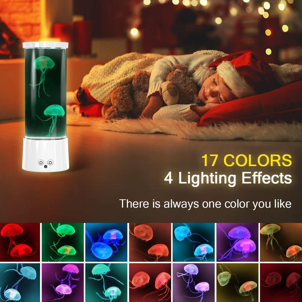 FBSPORT Jellyfish Lamp, Jellyfish Night Aquarium Tank Night Light 17 Color Changing with Remote Control for Kids Adults Home Office Decor Table Lamp Gifts for Christmas(White)