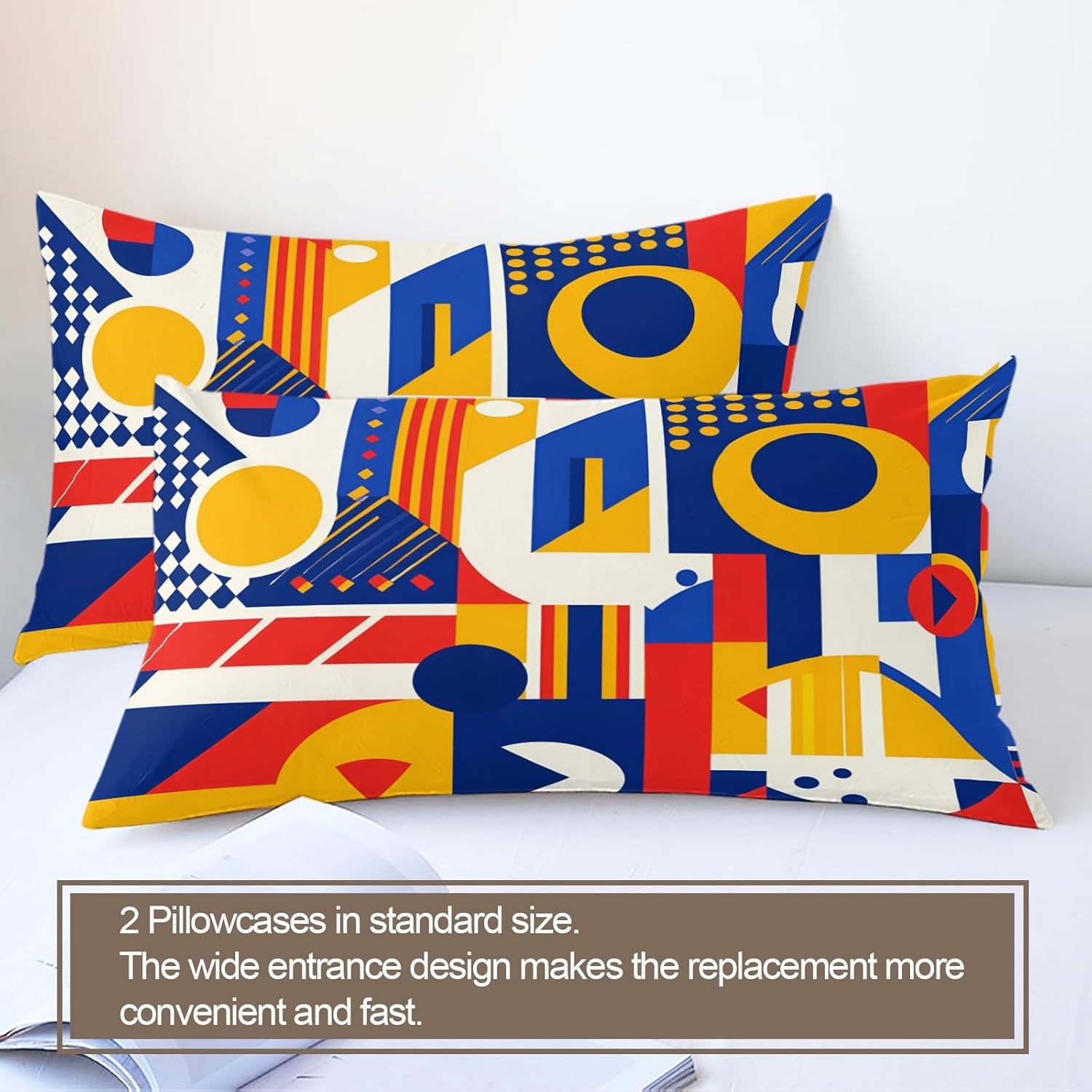 Geometry Duvet Cover Oversized King, Modern Abstract Bedding Set 3 Piece Bedroom Decor Vibrant Multicolored Comforter Cover with Zipper Ties & 2 Pillowcases