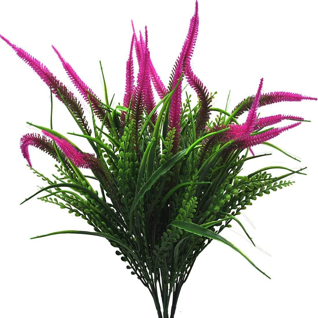 Bird Fiy Artificial Plants Flowers Fake Outdoor UV Resistant Plants Faux Plastic Greenery Shrubs Indoor Outside for Home Decor 4Pcs