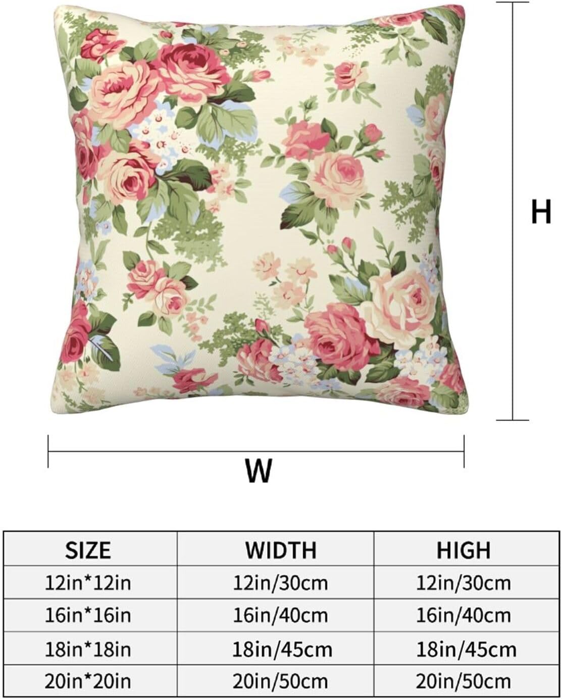 Vintage Roses Floral Throw Pillow Covers Set of 2 Ultra-Soft All-Season Pillow Shams with Hidden Zipper,Durable for Sofa Bed Car Decor & Gift 18x18IN