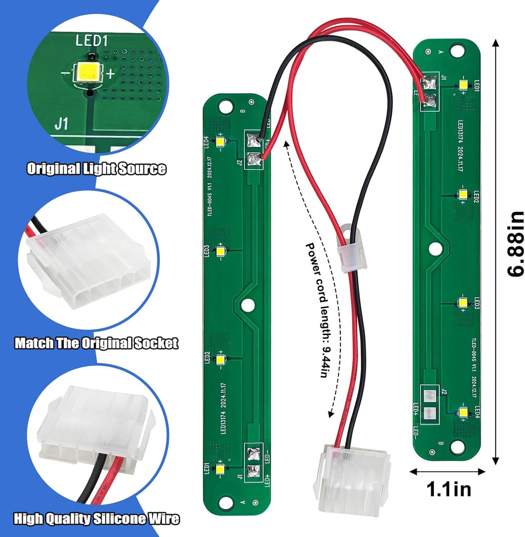 W10866538 Refrigerator LED Light Module - Compatible with Whirlpool, Kenmore, Maytag, Amana, Fridge Light Board Replacement - Replaces W11043011, AP6047972, PS12070396, EAP12070396, 4533926, Q184G2