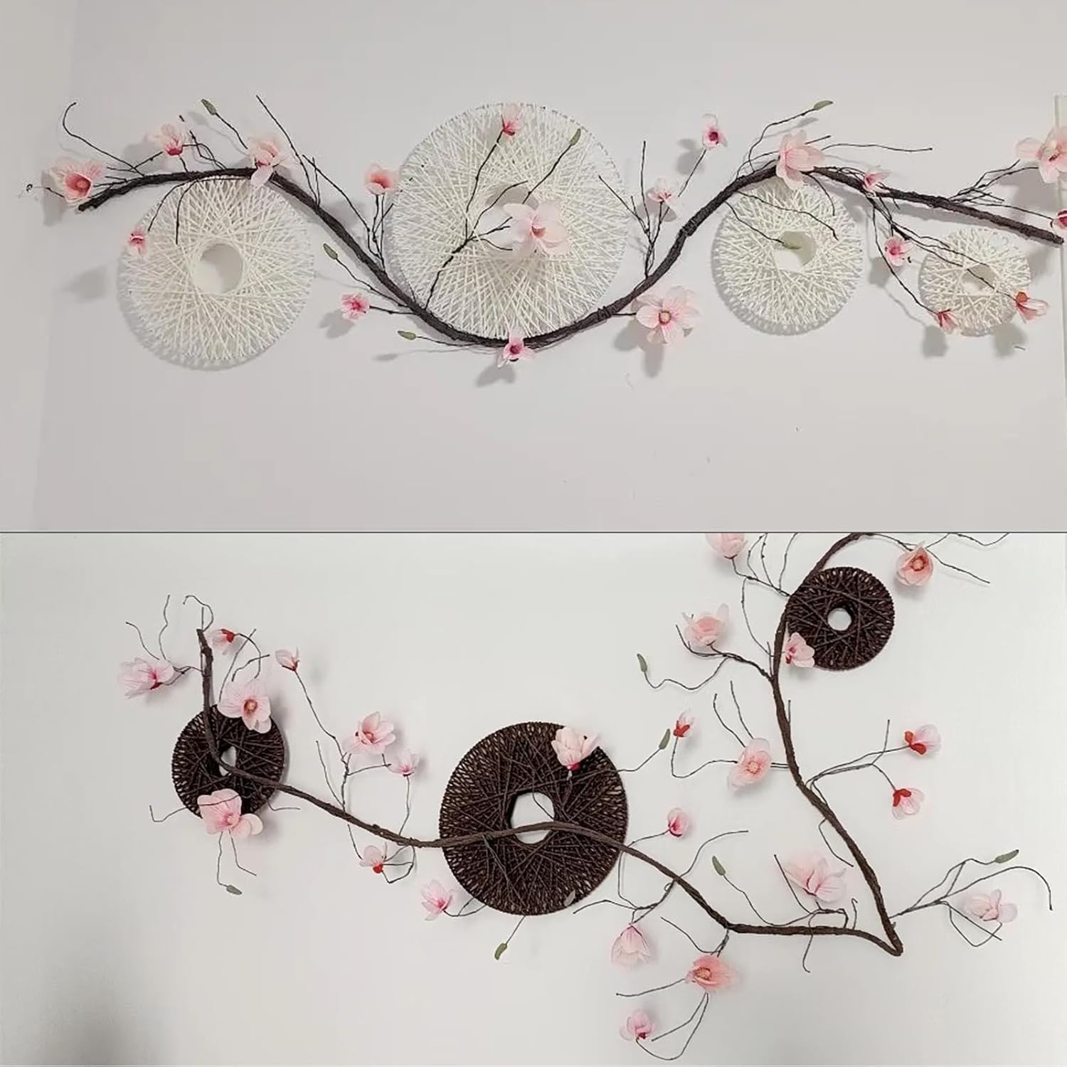 118 inch Artificial Magnolia Orchid Flowers Ivy Vines Garland Fake Tree Branches Trunk with Flores Wreath for Wedding Arch Wall Hanging Home Room Decoration (Pink)
