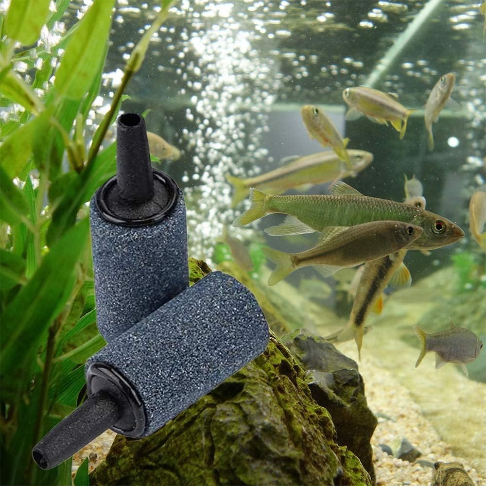 50 Pack 1 Inch Aquarium Air Stone, Cylinder Bubble Aerator Diffuser Fish Tank Bubbler Pump Accessories Aerator Stones for Hydroponics Grey (50 Pack)