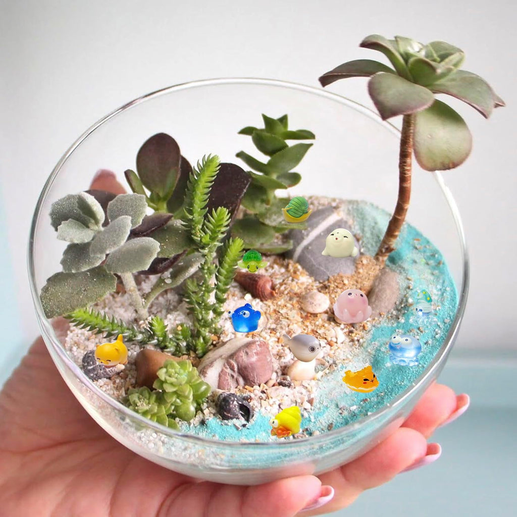 55pcs Mini Ocean Resin Animals Plastic Animals Marine Miniature Aquarium Ornaments Decorations for DIY Fish Tank Potted Micro Fairy Garden Dollhouse (56PCS Marine Animal Set)