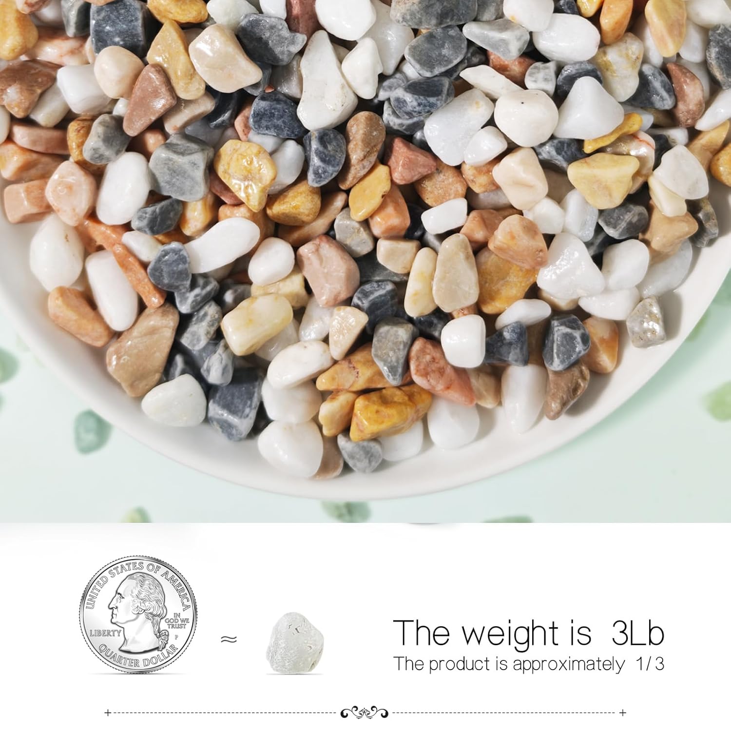 3Lb Pebbles for Indoor Plants,River Rocks for Succulent Plants,Aquarium Gravel,Decorative Stones Bonsai Garden Pebbles,Aquarium Rocks for Landscaping,Plants,Vase Fillers (Grey & White)