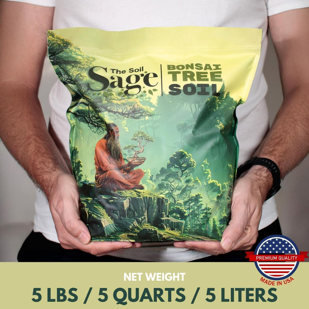 5qts/5l Premium Bonsai Mix - U.S.A. Made Ready to Use - Akadama, Pumice, Lava Rock, Fine Pine Bark - Large Bag for All Bonsai Tree - High Drainage Potting, Repotting (Bonsai Soil / 5 QT)