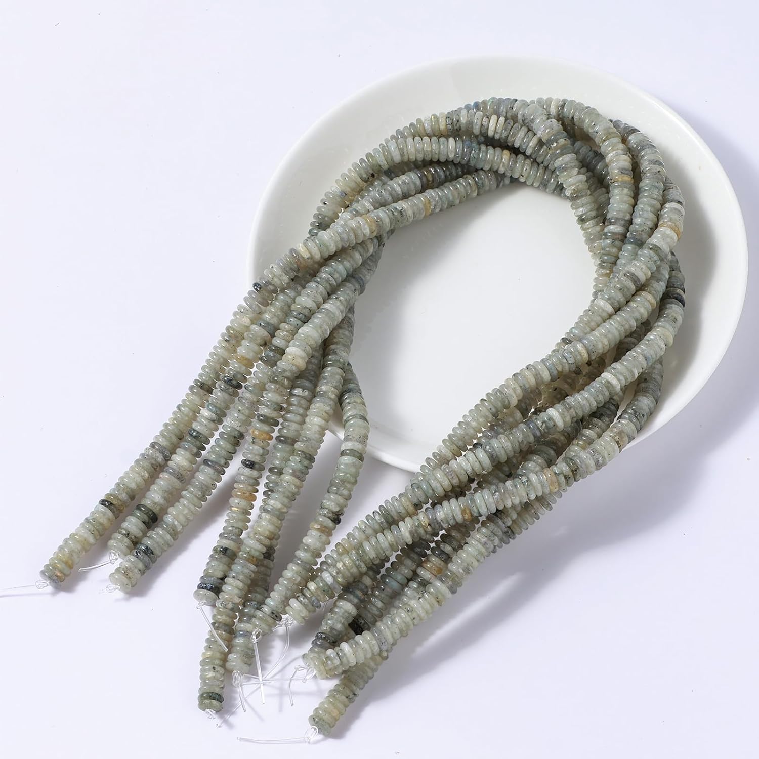 Natural Spectrolite Disk Stone Spacer Beads 6x2mm 38cm/str Flat Rondelle Loose Semi Gemstone Caps for Making Bracelets Necklace