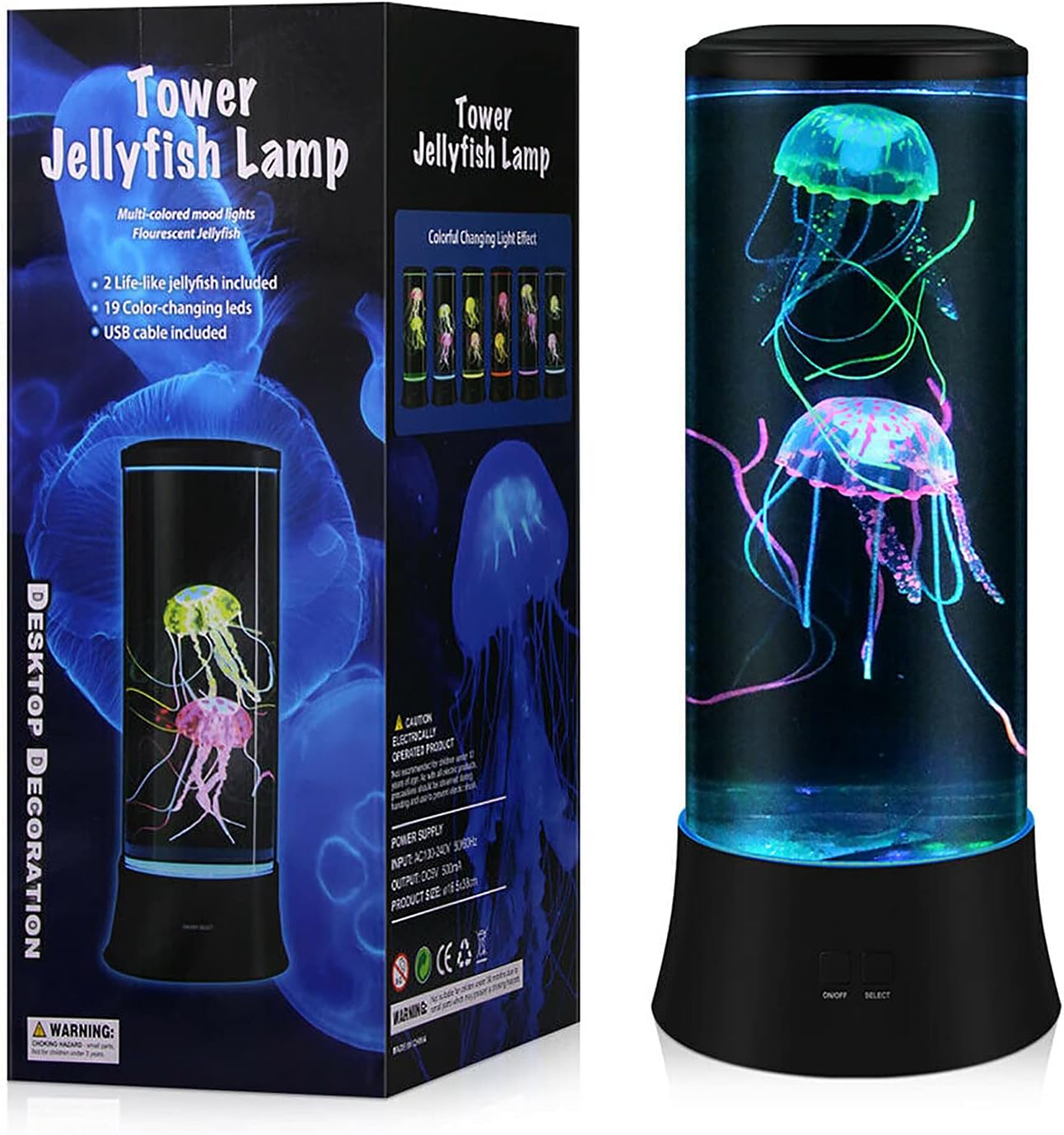 Meloki Floating Jellyfish Lamp - Electric Jelly Fish Light Lamp with Auto Color Changing, Ultra-Quiet Water Pump, Holiday Gift for Kids Men Women, Home Room Mood Decor