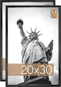 MCS Trendsetter 20x30 Poster Frame Black High-Gloss, Vertical & Horizontal Wall Hanging Large Picture Frame for Photos, Posters & Art Prints (2-Pack)