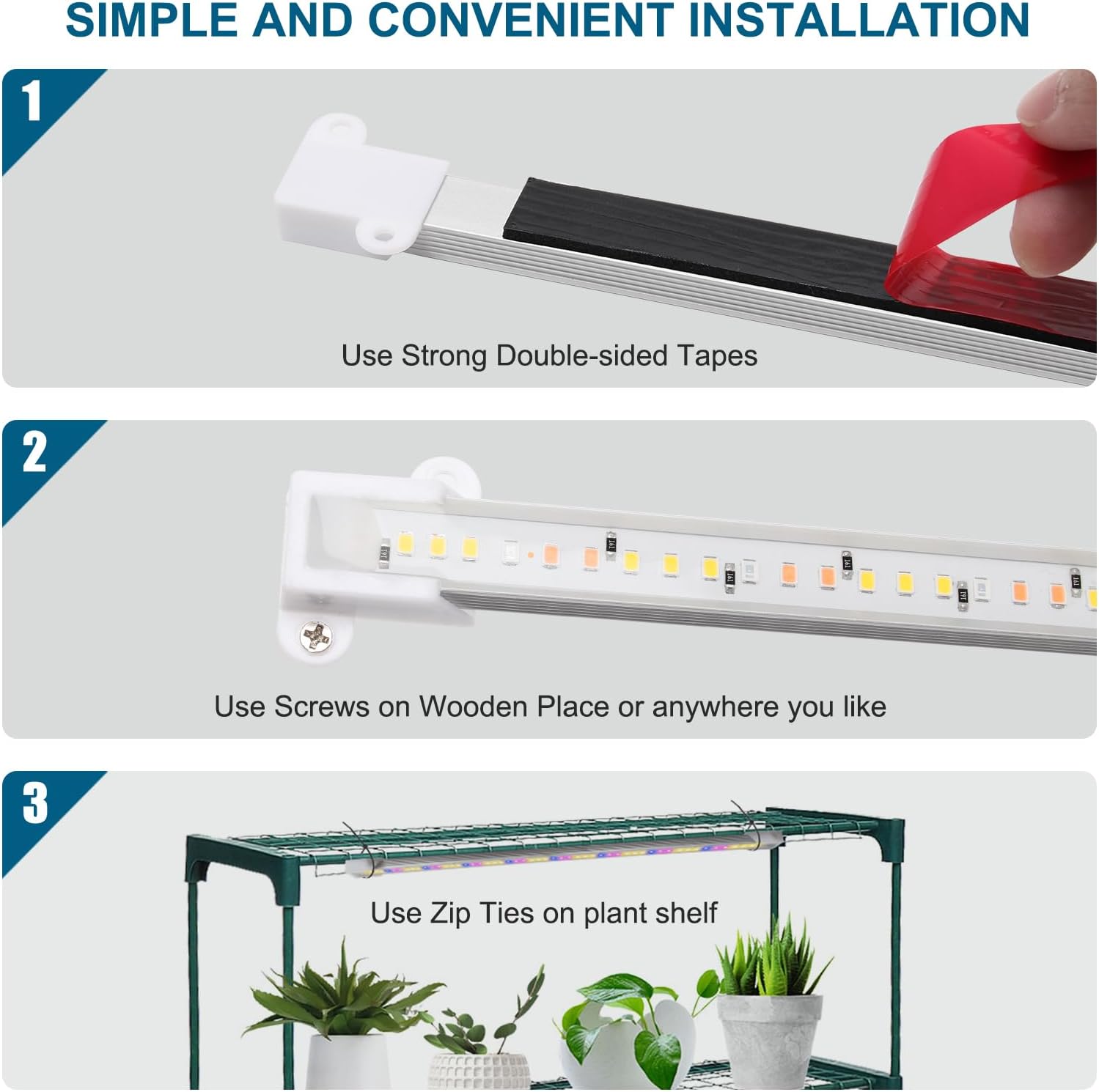 Mosthink Grow Lights Full Spectrum, LED Grow Lights Strips for Indoor Plants,Plant Lights with Auto On Off Timer 3 6 12H,5500K Dimmable Plant Growing Lamp with 204 White Red Blue LEDs, 4 Packs in 1