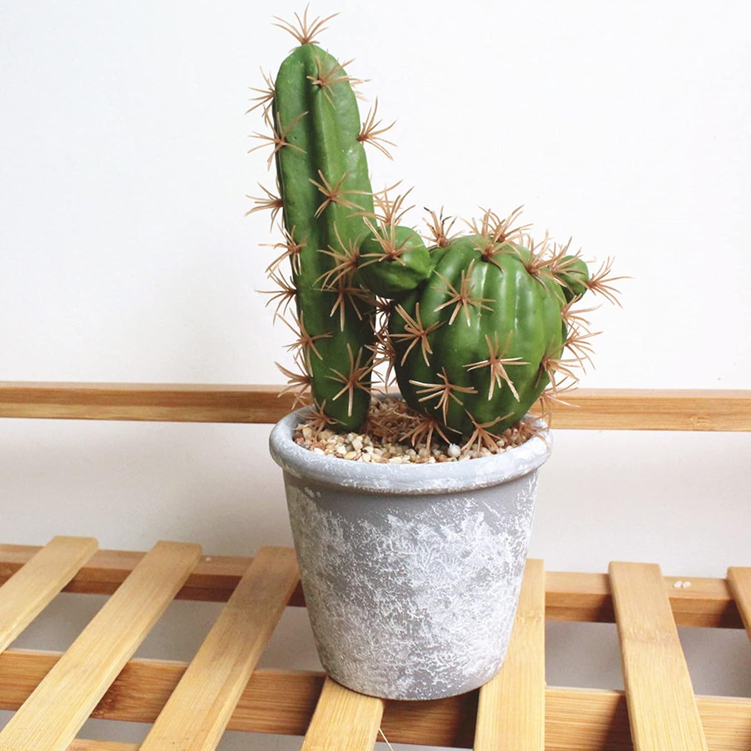 HinyoCo 6 Pcs Artificial Cactus Faux Cactus Plant Flower Arrangement Green Plant Material for Home Office Decoration