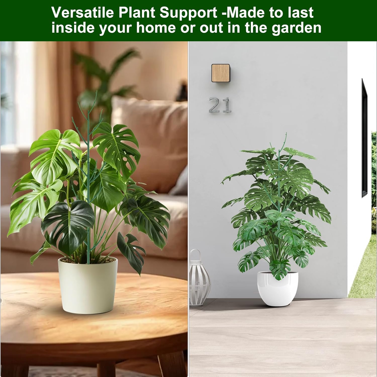 5 Pack Stackable Monstera Plant Support Stakes for Indoor & Outdoor Plants, Garden Accessories for Climbing & Potted Plants, Plant Sticks for Vine Training & Stem Stabilization