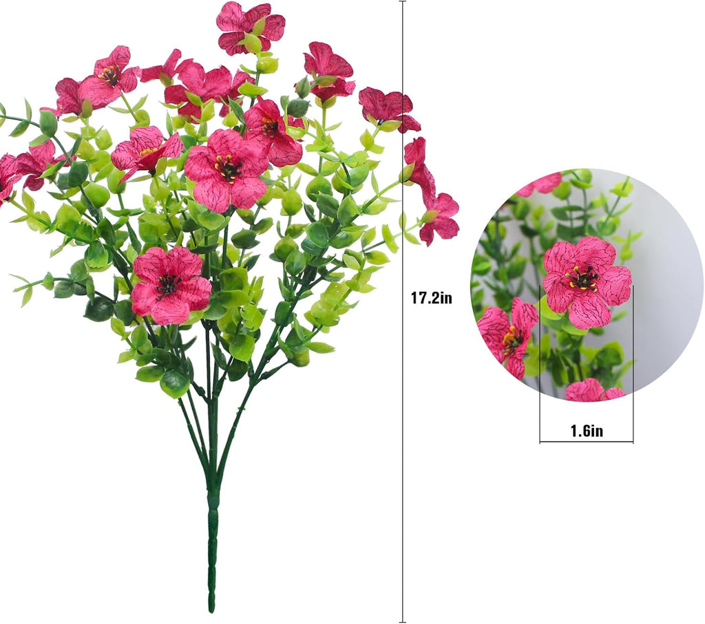 Rose Red Artificial Outdoor Flowers 12 Bundles Silk Fake Daisy Romantic Fake Plants Stems for Garden, Pergola, or Outdoor Party Decor Outside (Rose red Daisy)