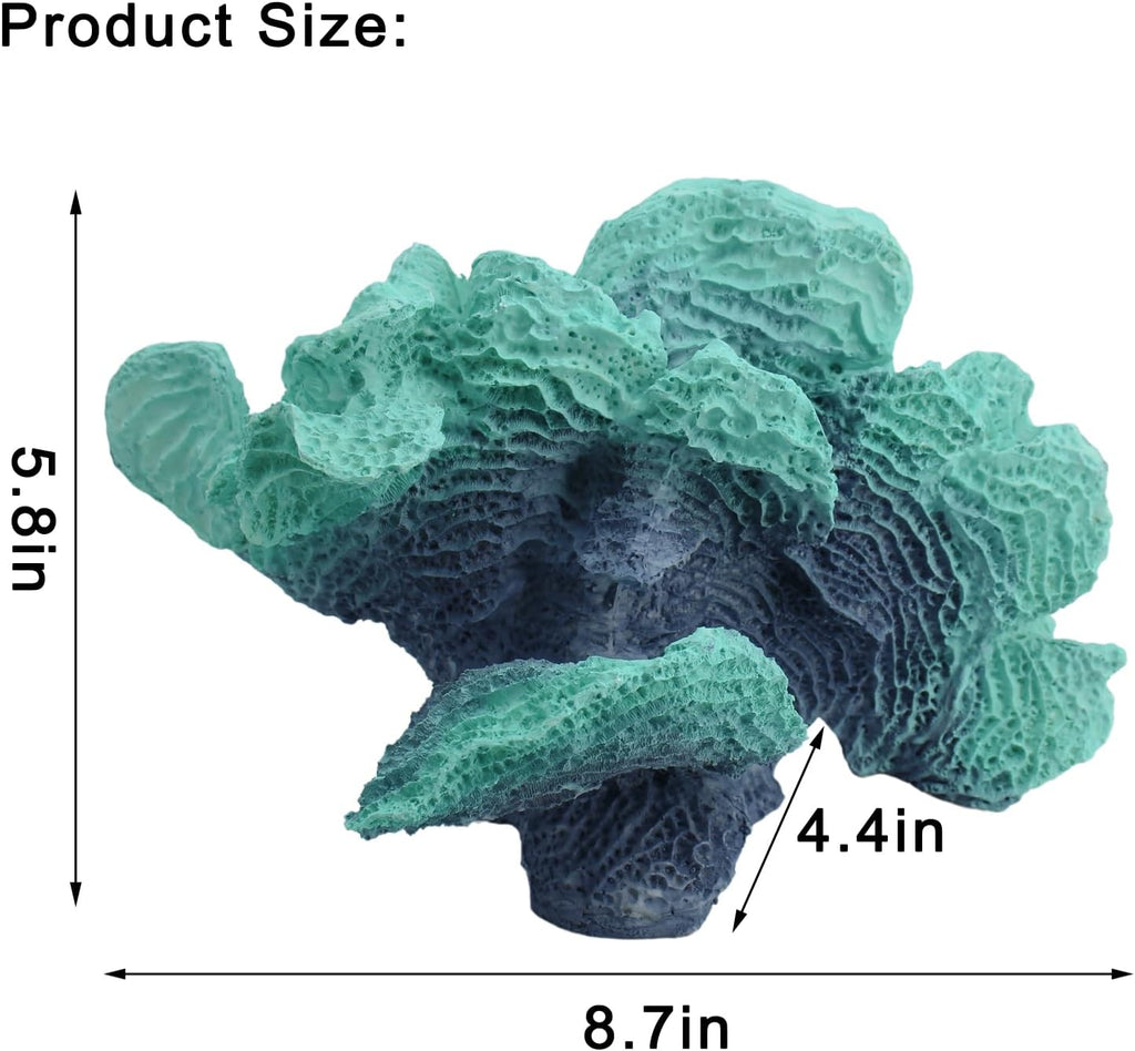 Artificial Sea Coral Statue, Sculpture Home Decor Resin Nautical Coastal Decorations for Beach Themed Party Wedding Room Kitchen Table Shelf (Blue Green)