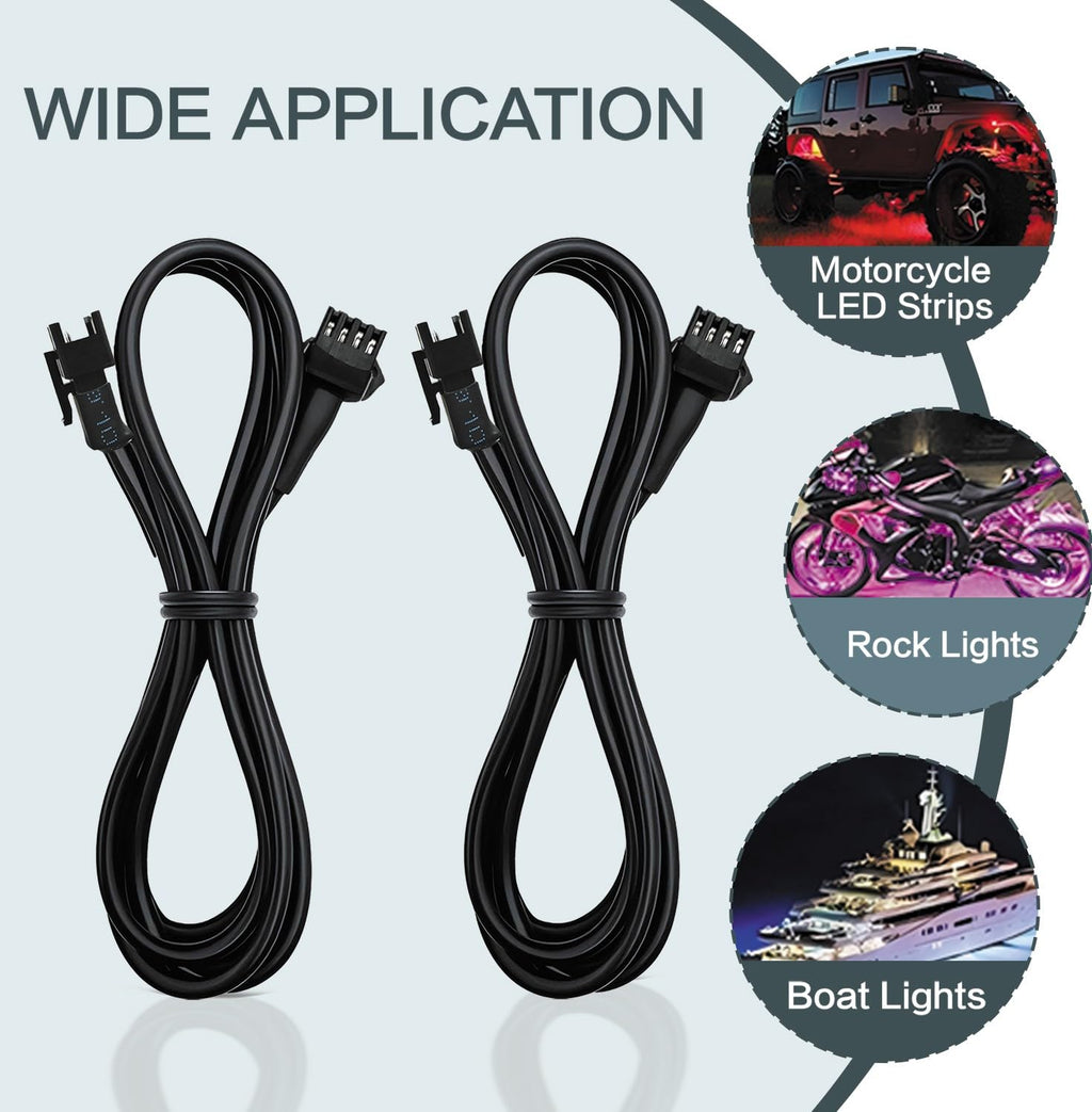 4 Pcs 4 Pin 60 inch LED Rock Light Extension Cable, Rock Light Extension Wire 4 Pin RGB Connector with High-Purity Copper & PVC Insulation for Motorcycle, ATV, Car,Trucks, RV & Neon Strip