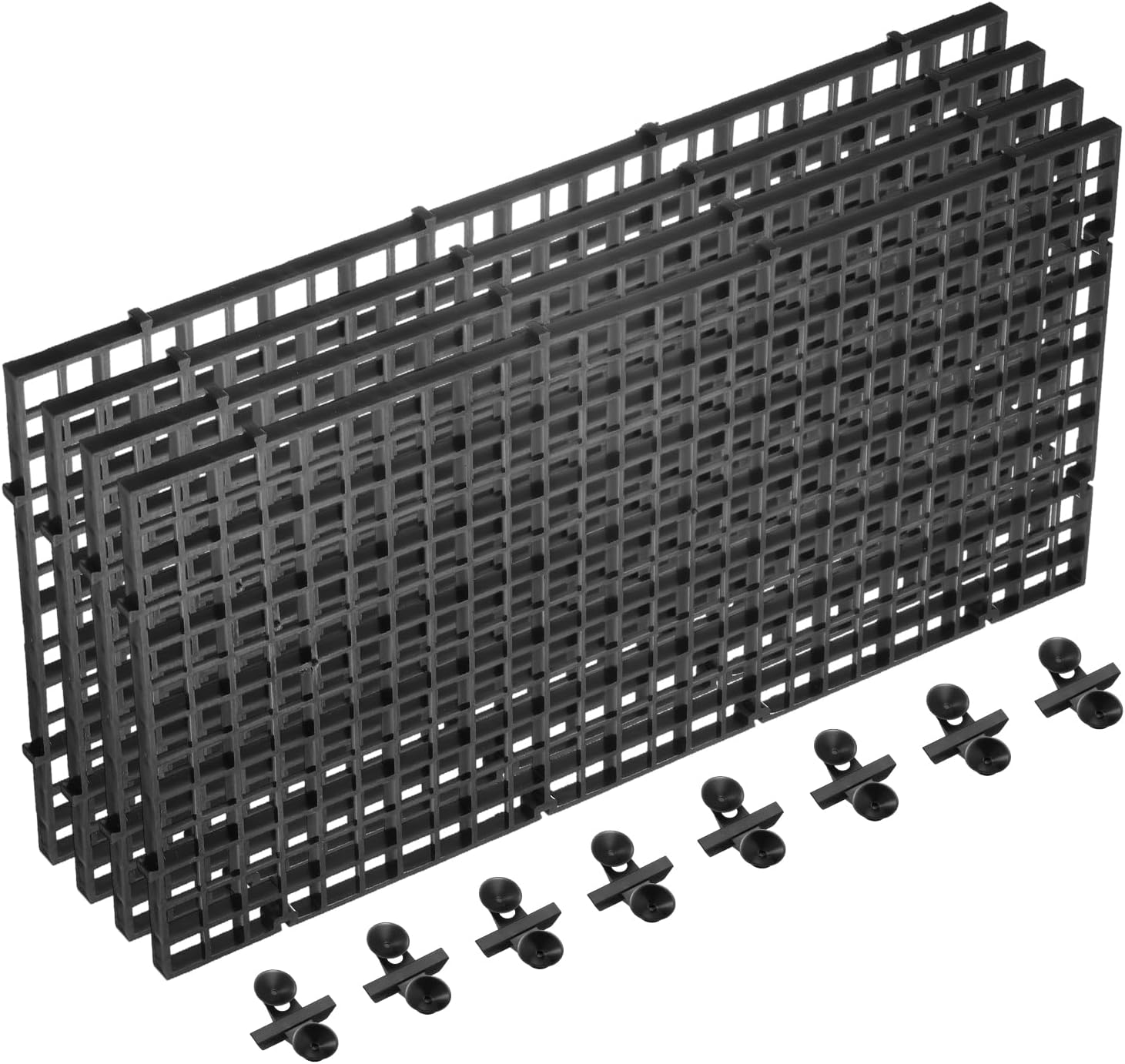 uxcell 4Pcs Aquarium Fish Tank Divider, 12x6 Inch Plastic Egg Crate Light Diffuser Grid Filter Bottom Partition Separator with Sucker Clips and Suction Cups for Aquarium, Black