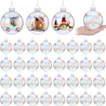Funtery 80 Pcs Christmas Iridescent Clear Ornaments Balls Iridescent Christmas Balls for Tree Crafts Fillable Transparent DIY Hanging 2.5 Inch Rainbow Ball for Holiday Decor (Iridescence Style)