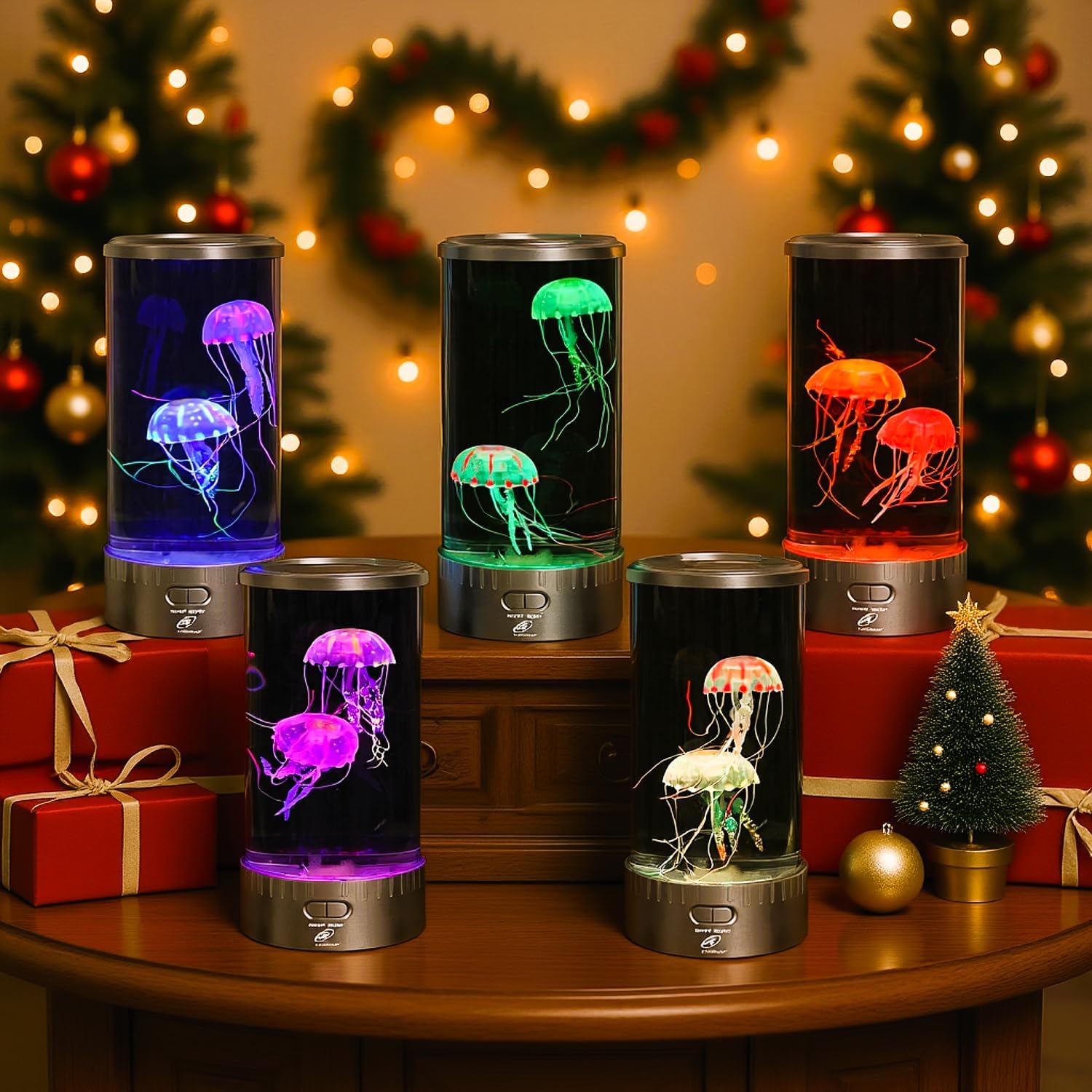 Lightahead Large Round LED Jellyfish Lamp – 18 LEDs with Vibrant Color-Changing Effects – The Ultimate Sensory Fake Aquarium for Decoration, Autism, ADHD, Stress & Anxiety Relief – Ideal Gift (Large)