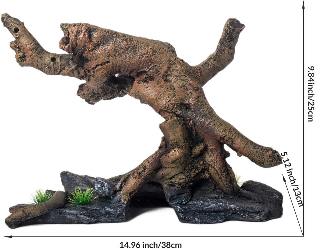 Fish Tank Decorations Aquarium Décor Resin Artificial Tree Trunk Root (D)