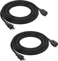 2-Pack 15ft Extension Cord 16 SJTW AWG Heavy Duty 3 Prong Power Cord