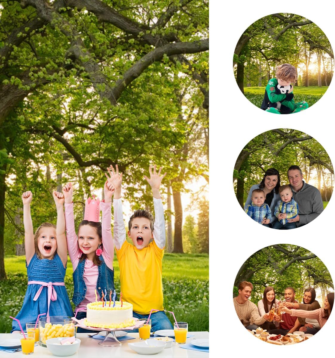 5x3ft Garden Spring Scenery Backdrop Rainforest Tropical Grassland Flowers in the Sunlight Nature Landscape Green Tree Photo Background for Camping Picnic Outdoor Party Bedroom Living Room