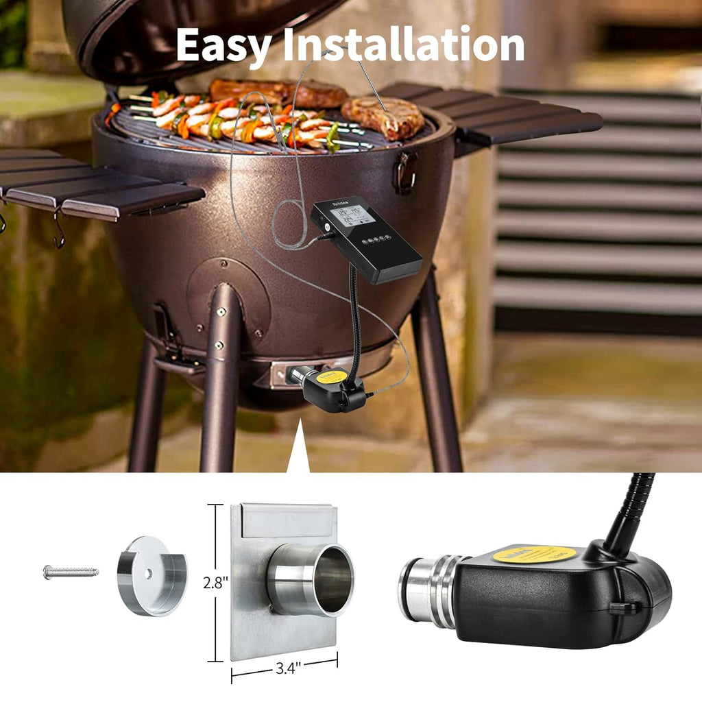 BBQ Temperature Controller, Briidea Automatic Smoker Fan Controller with Dual Probe, Compatible with Big Green Egg, Kamado Joe, Primo, Ceramic Grills, Cypress Grill, Delivers Reliable Heat Control