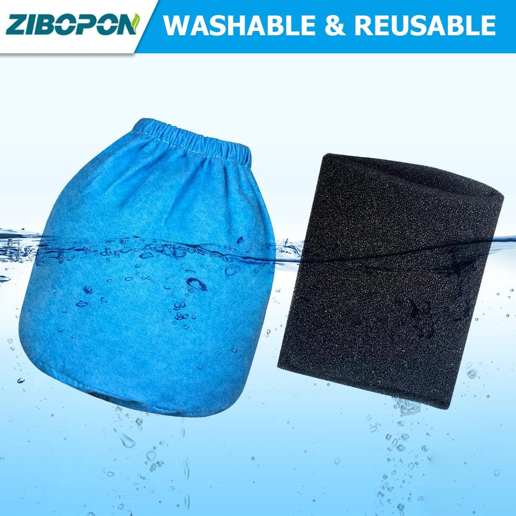 8 Pack VRC2 Cloth Filters & 2 Pcs VFF21 Foam Filter Kit Compatible with Vacmaster 1.5 to 3.2 Gallon Wet/Dry Vac, Fit for Armor All 2.5 Gallon Shop Vacuum: AA255, AA255W