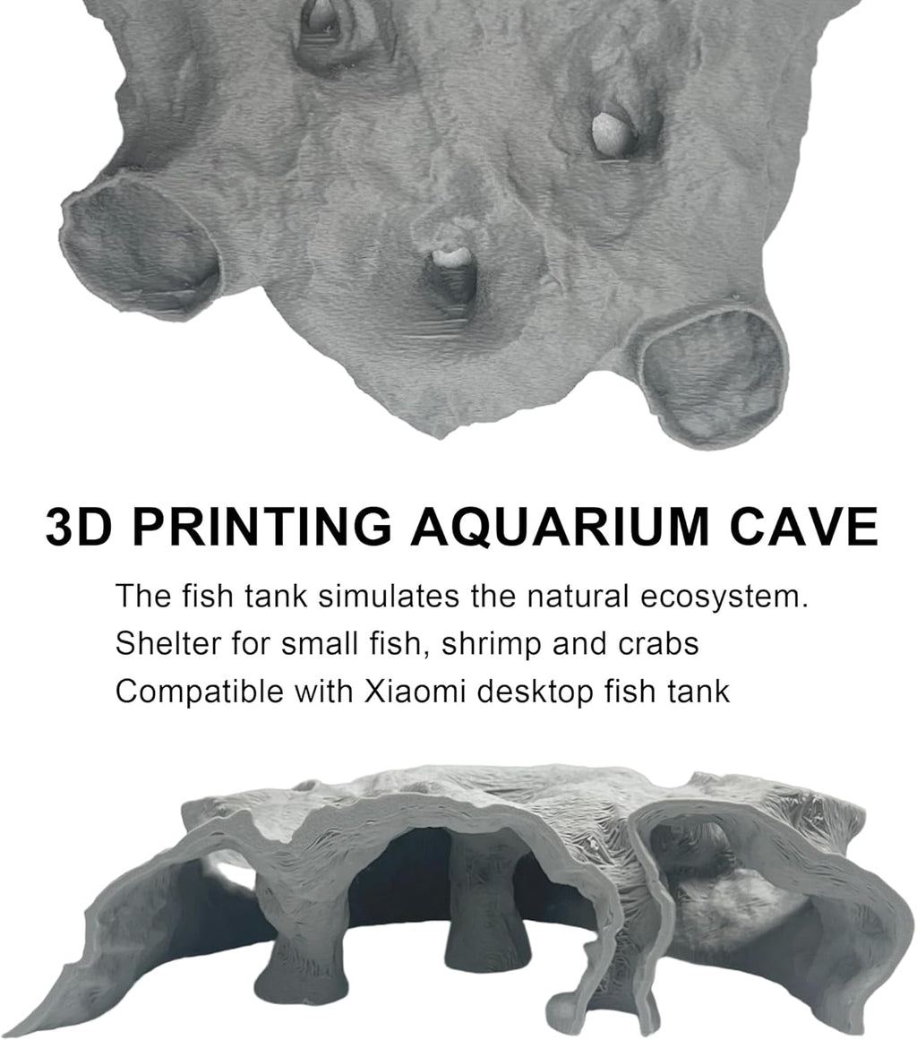LIYAOLI Aquarium Cave Tunnel Hideout - 3D Printed Fish Tank Cave Decor for Pleco,Friendly Sinking Base Shrimp/Betta Fish Hideout for Aquarium with Viewing Ports (M - Grey)