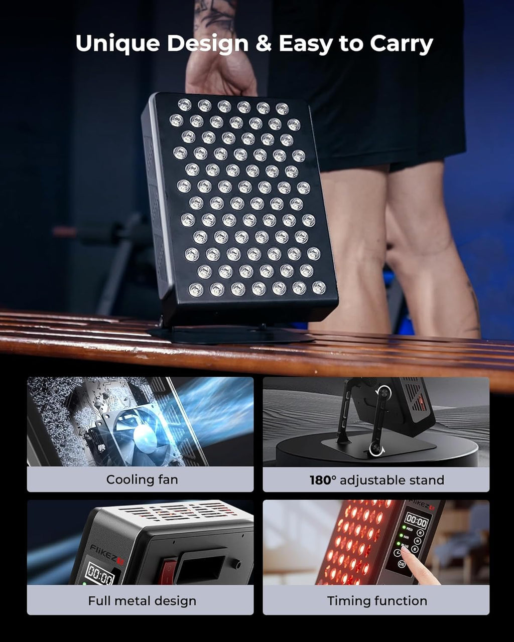 Red Light Therapy Panel with 7 Wavements - 78 LEDs 3+4 Chips, Blue Light, Red and Near Infrared Light Therapy Devices for Body and Face, Clinical Grade RLT Led Pad Great to Use at Home, Office, Gym