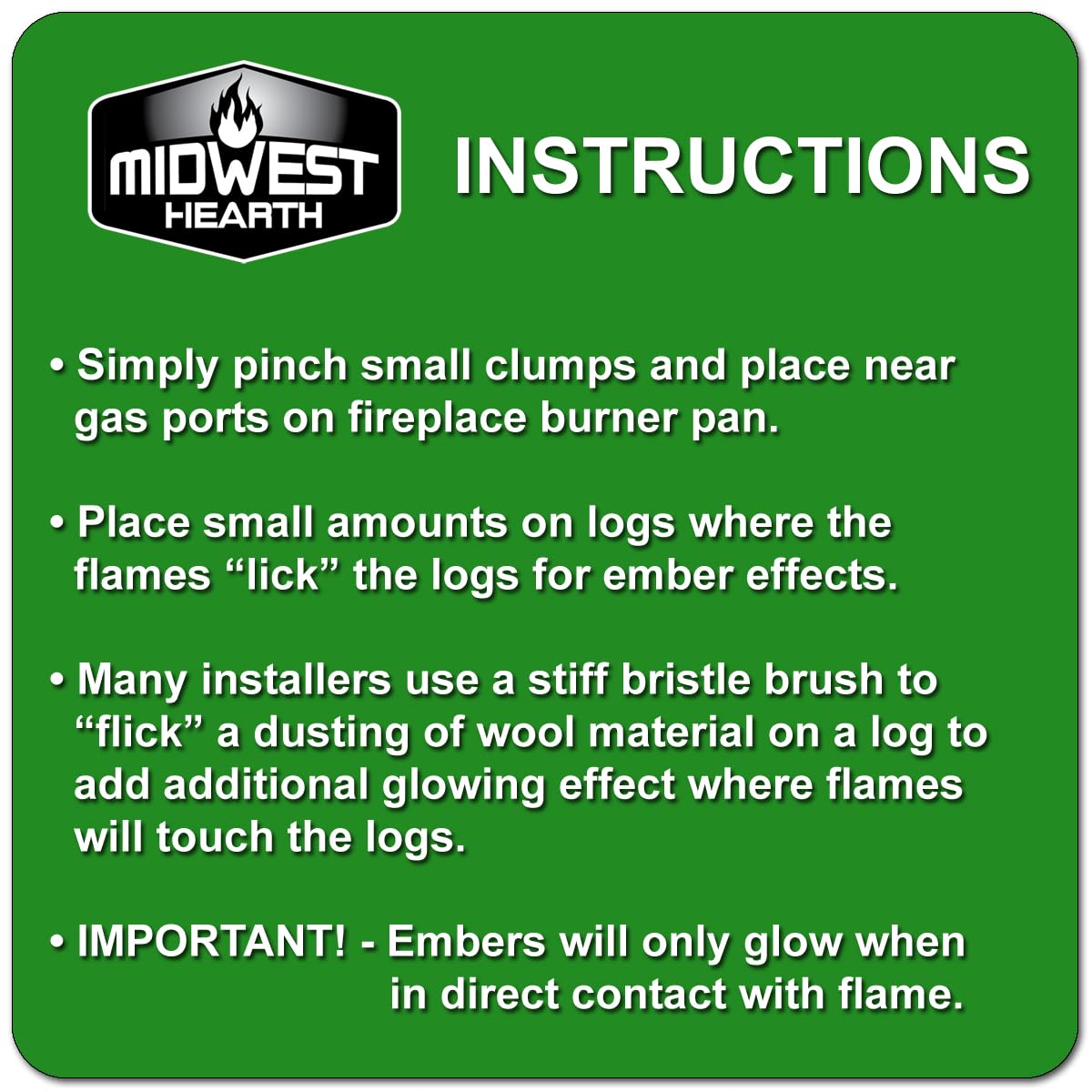 Midwest Hearth Color Rock Wool for Gas Log - 3 oz. Bag (Black)