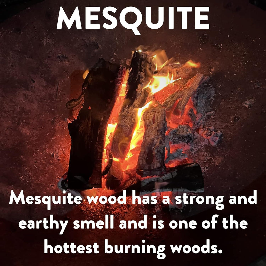 Billy Buckskin 18 LB Mesquite Firewood Bundle – Aromatic & Seasoned Wood Logs with Fatwood Starter Sticks for Fire Pit, Campfire, Fireplace, Wood Stoves and Outdoor Grilling