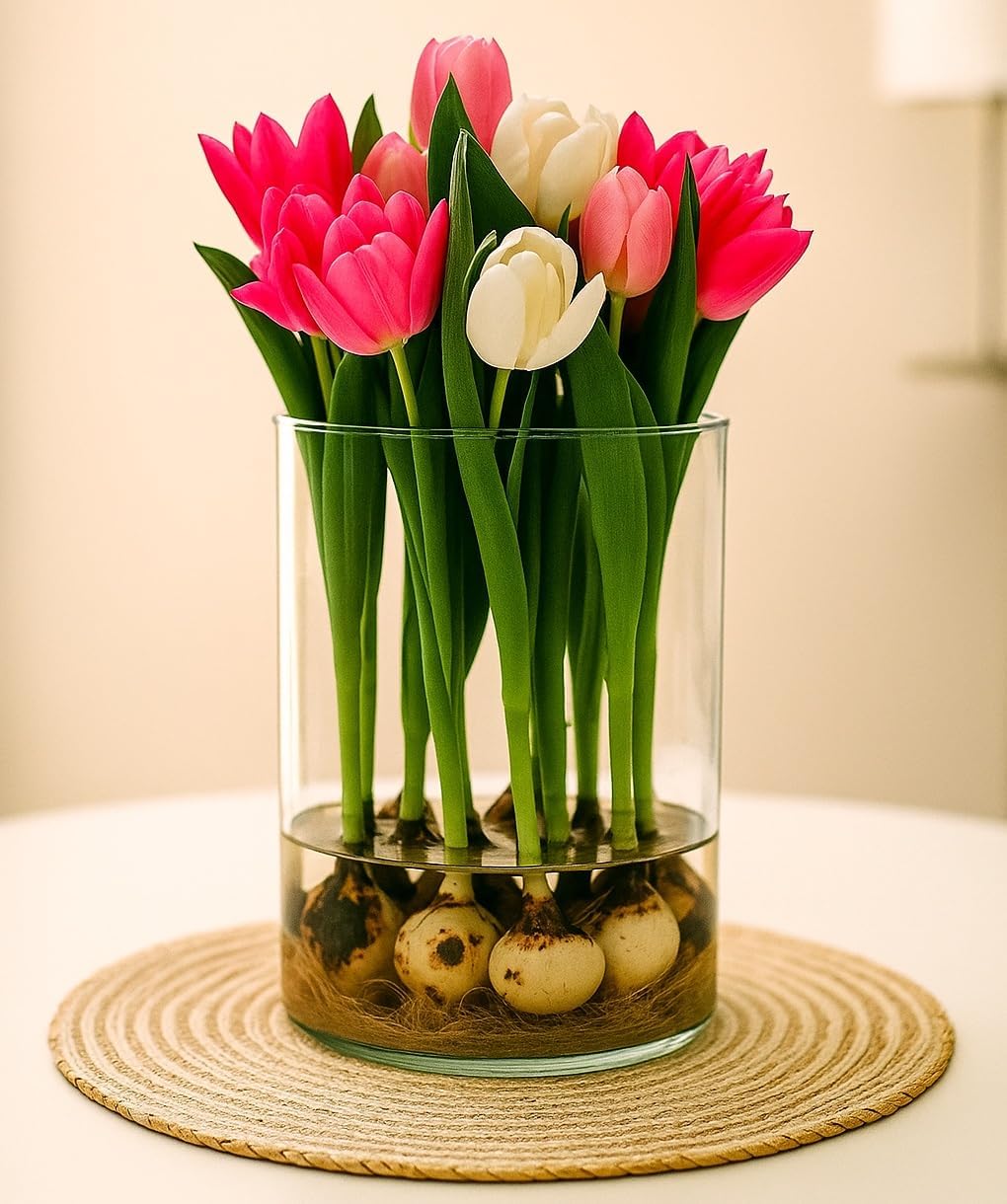 Pre-Chilled Tulip Bulbs for Forcing Indoors - Easy to Grow - Grow in Water or Dirt Indoors or Plant - Prechilled Indoor Bulbs (5 Bulbs)