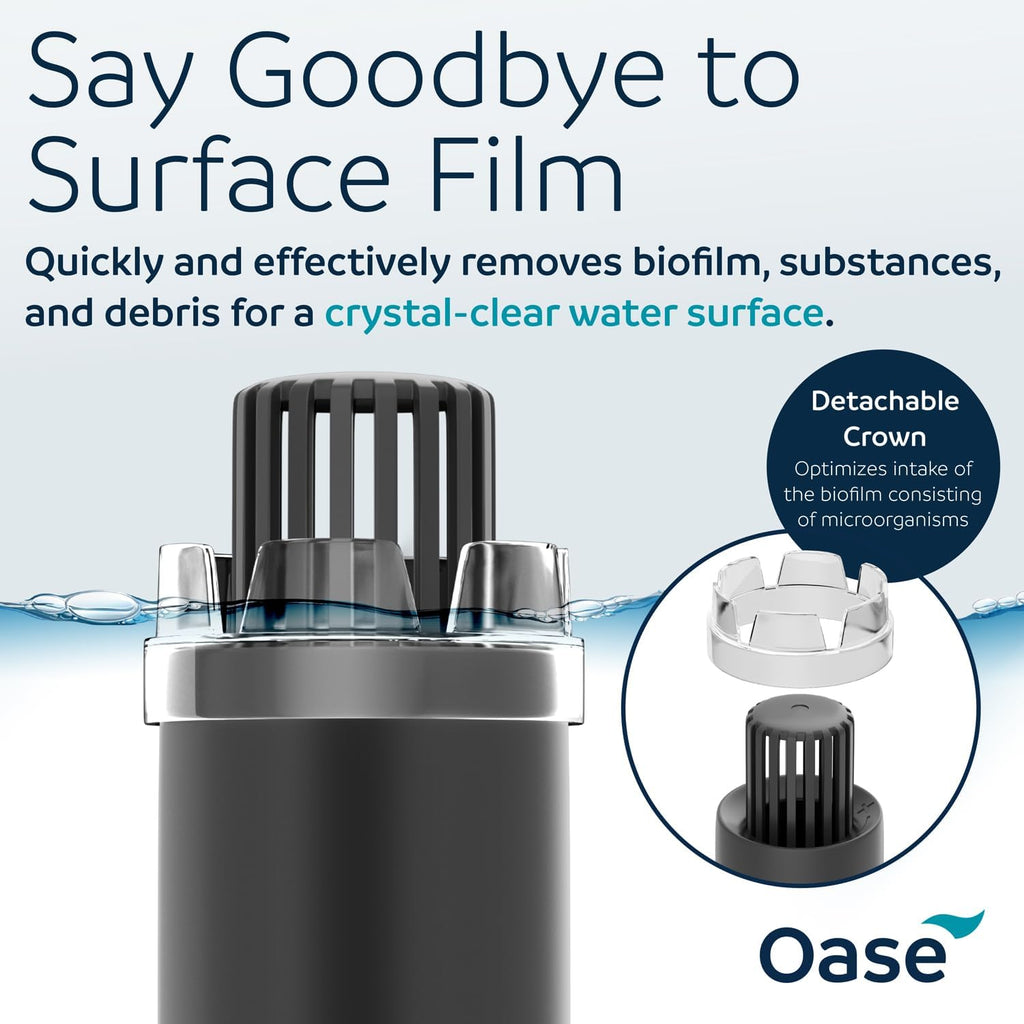 OASE CrystalSkim 350 Surface Skimmer for Freshwater and Marine Aquariums – Compact Internal Filter for Film Oil and Debris Removal, Quiet, Adjustable Flow, Shrimp-Safe, for Tanks up to 92 Gal / 350 L