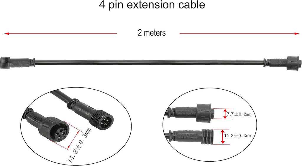 FVTLED 2m 6.56ft 4Pin Extension Cable Wire with Male and Female Connectors at Both Ends for RGB LED Deck Light