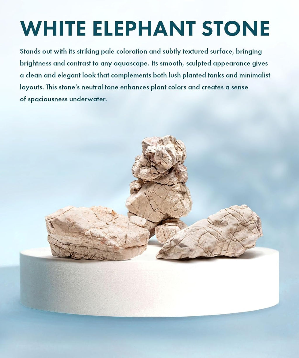 SubstrateSource Natural Aquarium Stones - Off-White Textured with Grooves Decorative Aquascaping Rocks for Betta Fish Tank, Goldfish, Cichlids, Hermit Crab & Terrariums - White Elephant Skin, 30 LB