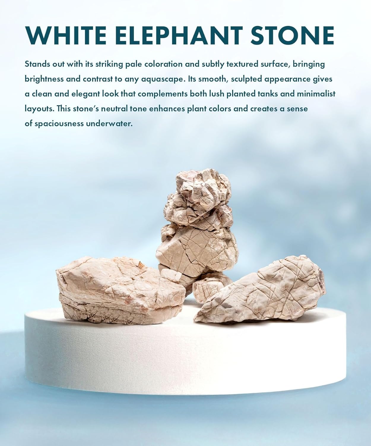 SubstrateSource Natural Aquarium Stones - Off-White Textured with Grooves Decorative Aquascaping Rocks for Betta Fish Tank, Goldfish, Cichlids, Hermit Crab & Terrariums - White Elephant Skin, 20 LB