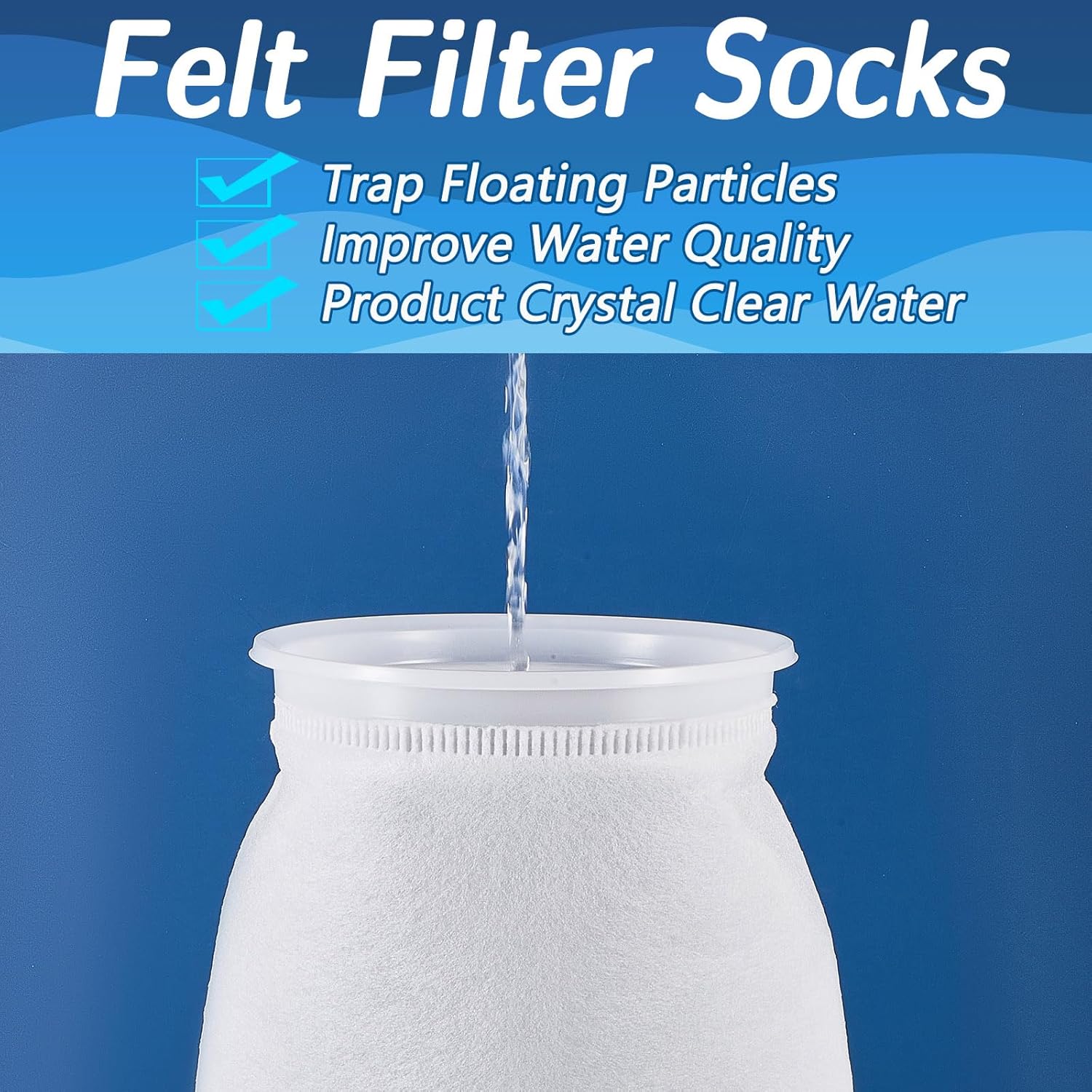 Tudomro 4pcs 7 Inch Ring Filter Socks Aquarium Filter Bags Micro Fish Tank Aquarium Socks for Fish Tank Freshwater Saltwater Aquariums, 7 Inch Ring Diameter by 12 in Long