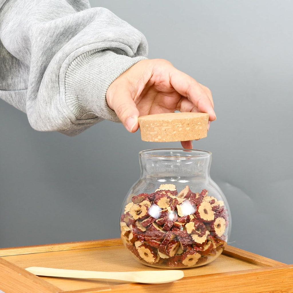 17oz Glass Jars with Airtight Cork Lids,Wedding Candy Jar,Glass Storage Jars Great Ideal for Kitchen Storage, Tea, Biscuits, Cereals, Flour, Beans, Spices, Coffee Beans (6)