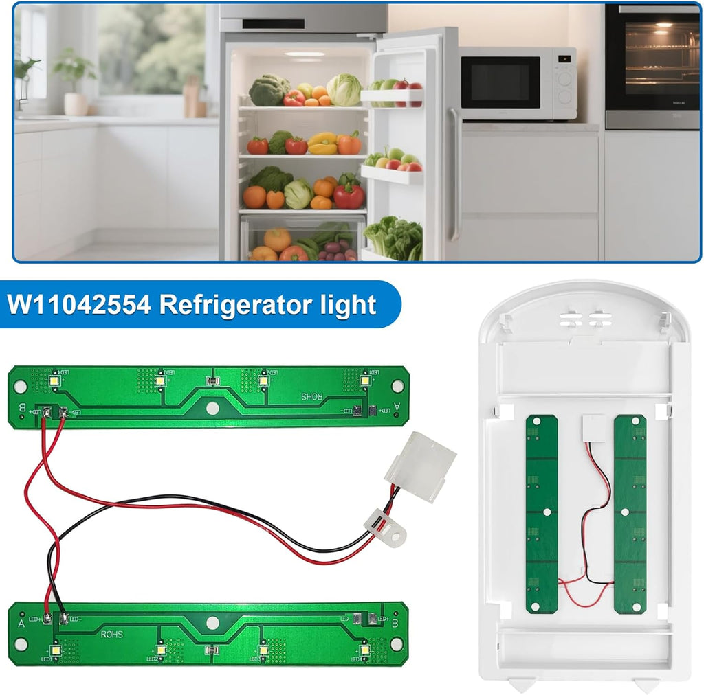 W11527432 W11387579 Refrigerator LED Light Assembly for Whirlpool Maytag Amana Refrigerator LED Light Module Replace AP7014542 W11387579 W11333374 W11042554 W11101384