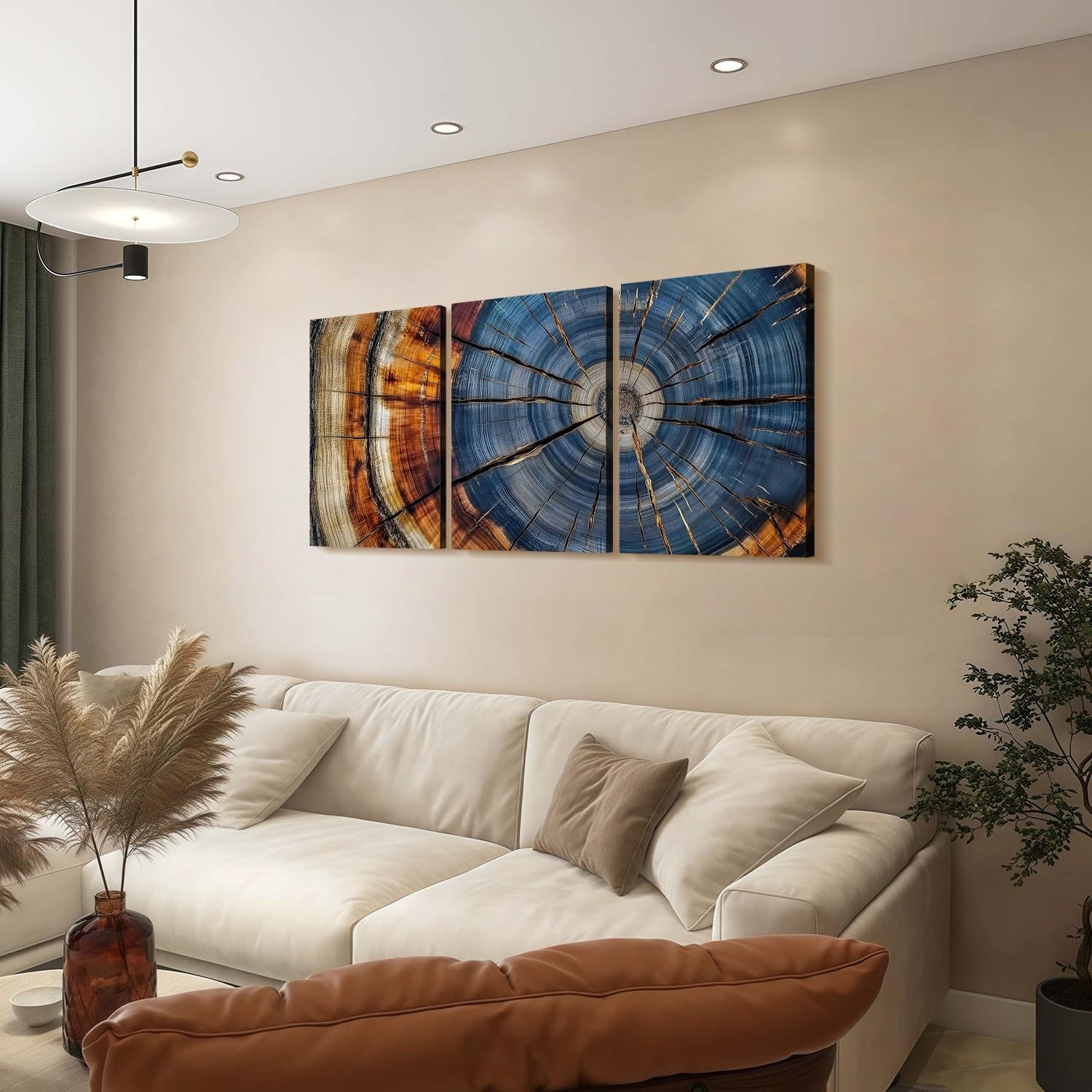 3pcs Tree Rings Abstract Wood Grain Framed Wall Art Decor Canvas Print Picture Nature Plant Modern Artwork Poster Gallery Bedroom Living Room Office 12x16 Inch Ready to Hang