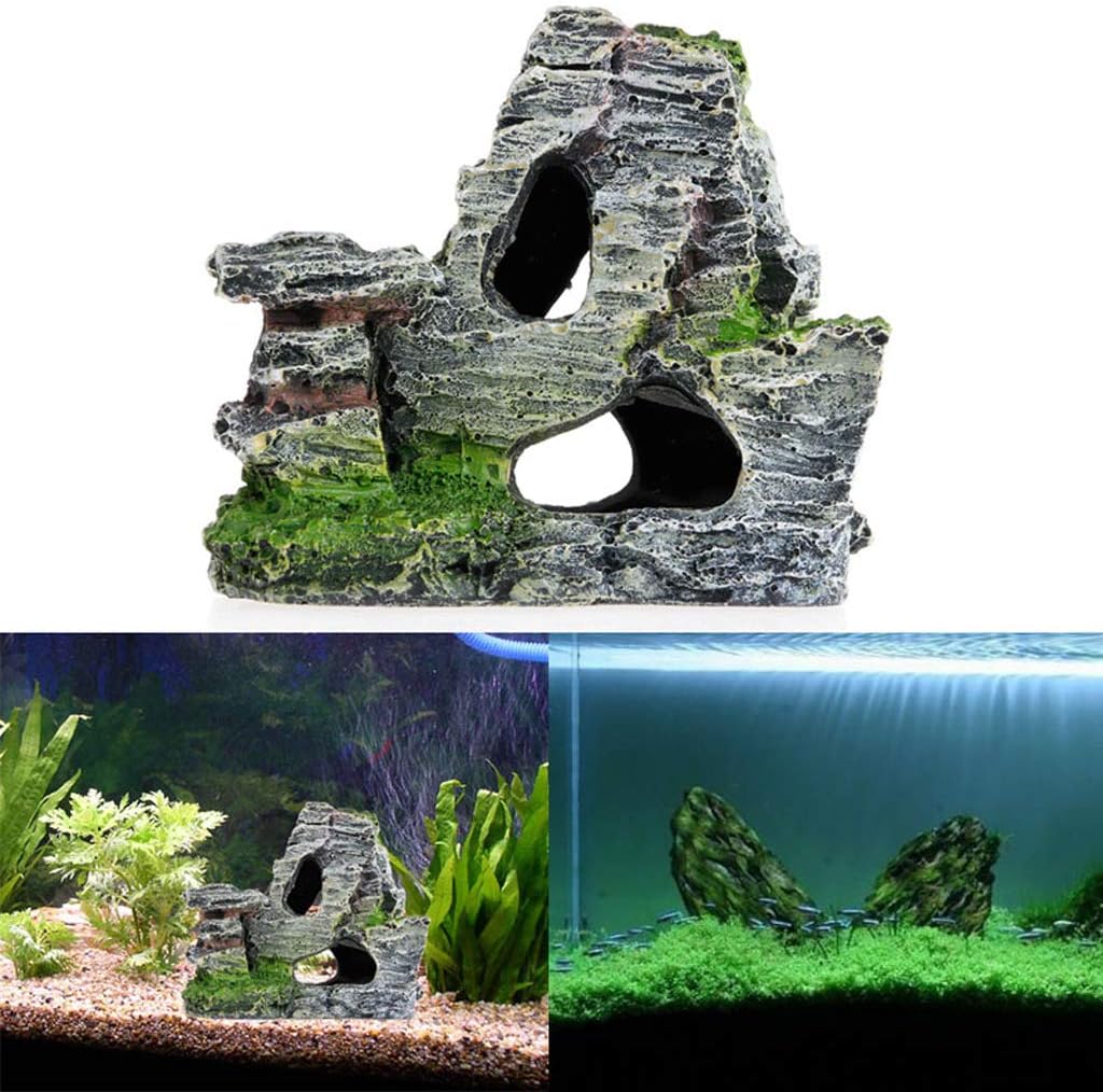 hejhncii Aquarium Ornament Rock Mountain Stone Cave Fish for Tank Decorations Small Terrain Landscape Accessories for Hab Aquarium Decorations Large and Tall